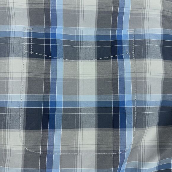 Eddie Bauer Shirt Mens Size TL Large Tall Blue Plaid Wrinkle Free Relaxed Fit - Picture 5 of 10